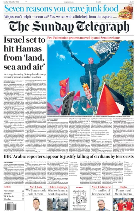 The Sunday Telegraph – Israel set to hit Hamas from ‘land, sea and air’ 