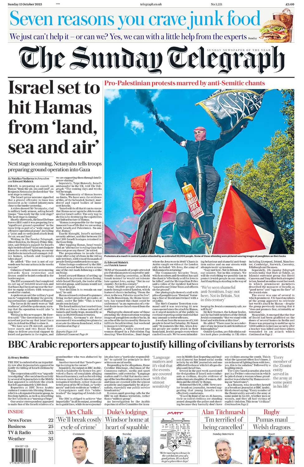 The Sunday Telegraph - Israel set to hit Hamas from ‘land, sea and air’ 