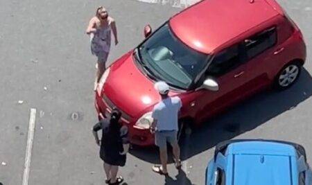 ‘Oh hell no!’ Moment woman is confronted by raging driver in furious parking row