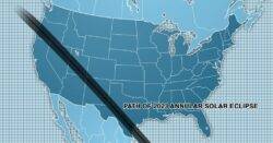 Map shows where annular solar eclipse will be visible in US on Saturday