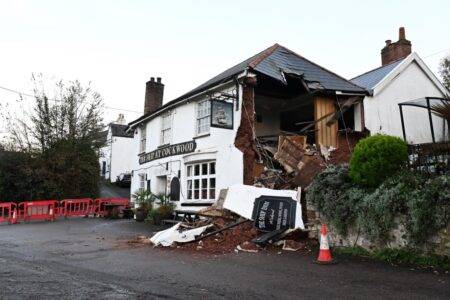 Devastating aftermath of family-run pub that’s collapsed after heavy rain