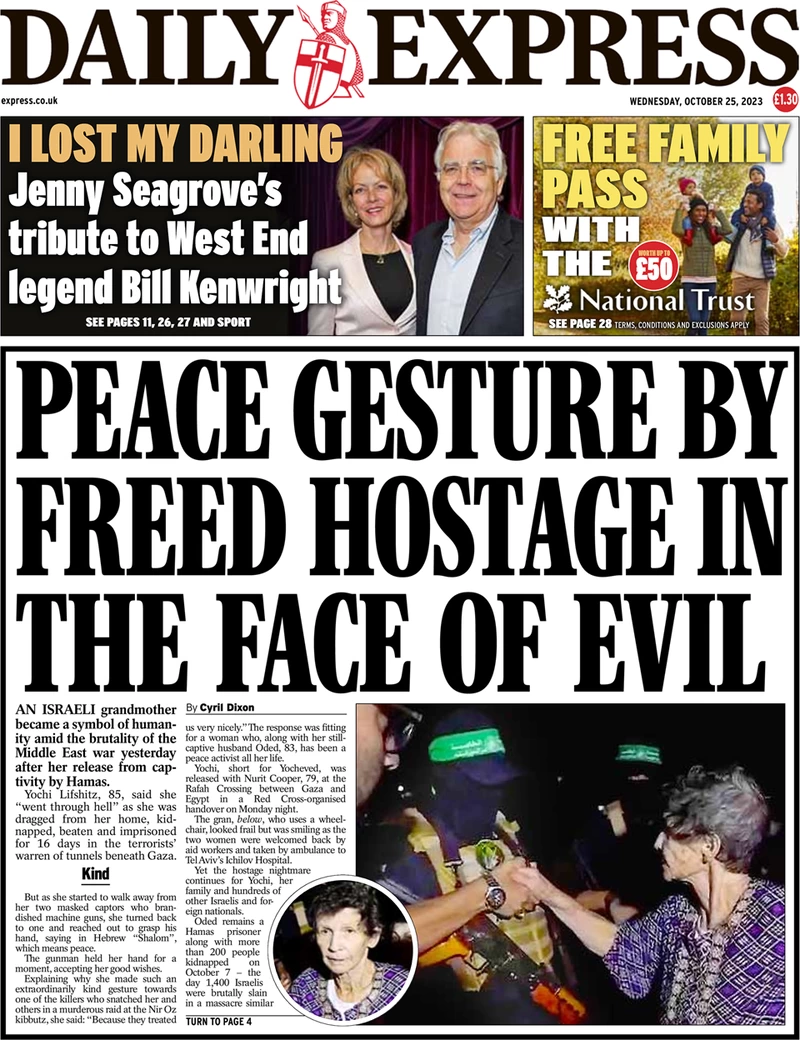 Daily Express - Peace gesture by freed hostage in the face of evil