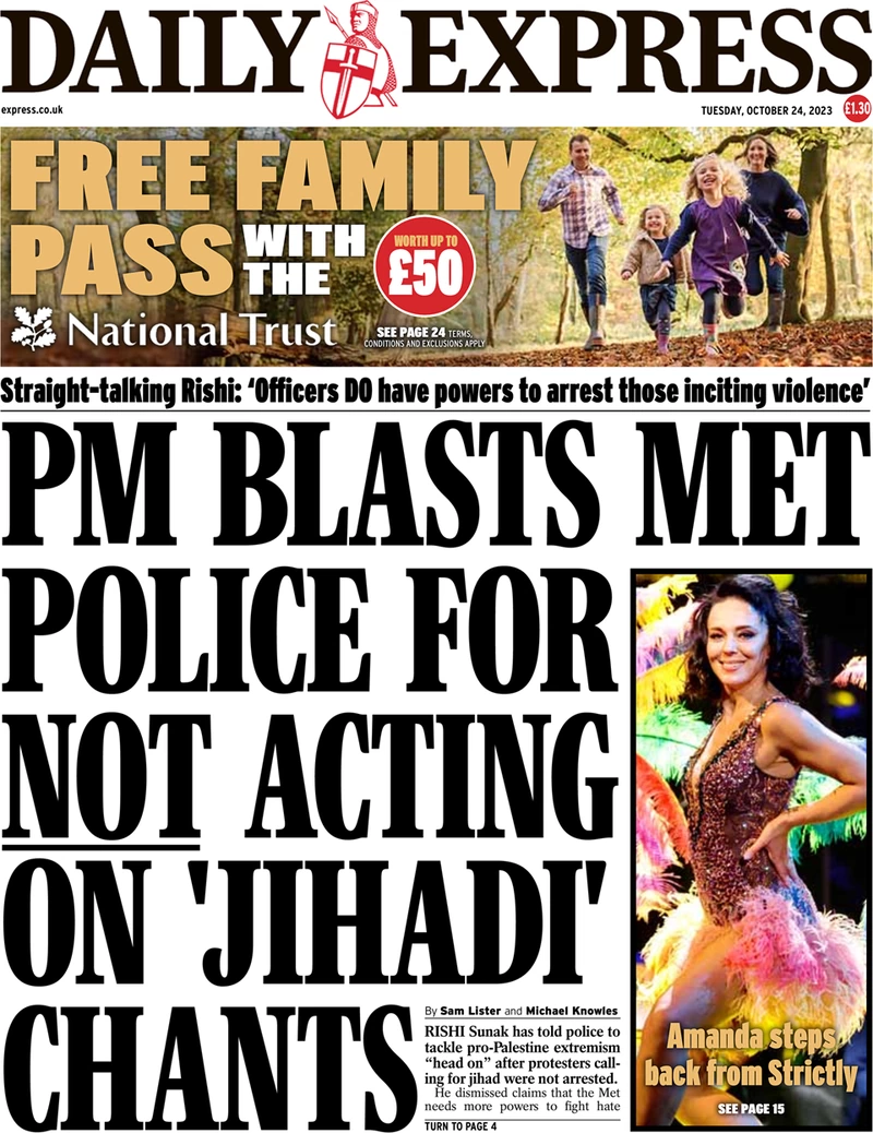 Daily Express - PM blasts Met Police for not acting on ‘jihadi’ chants  