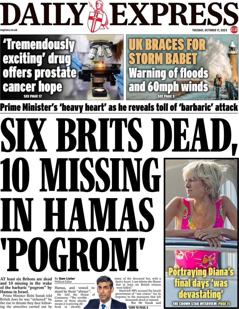 Daily Express - Six Brits dead, 10 missing in Hamas ‘Pogrom’