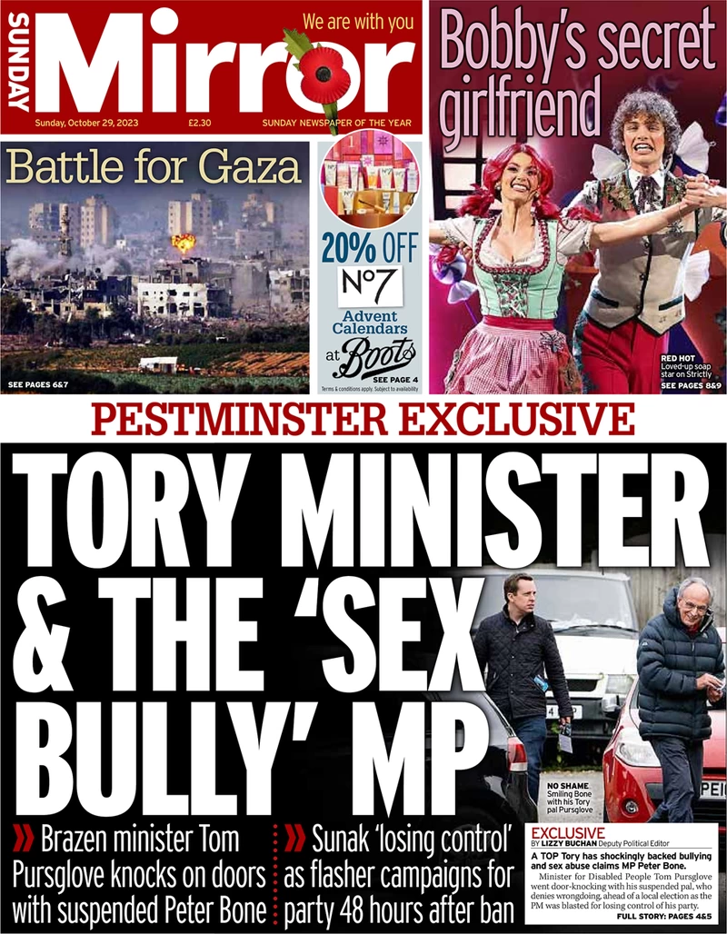 Sunday Mirror - Tory minister and the sex bully MP