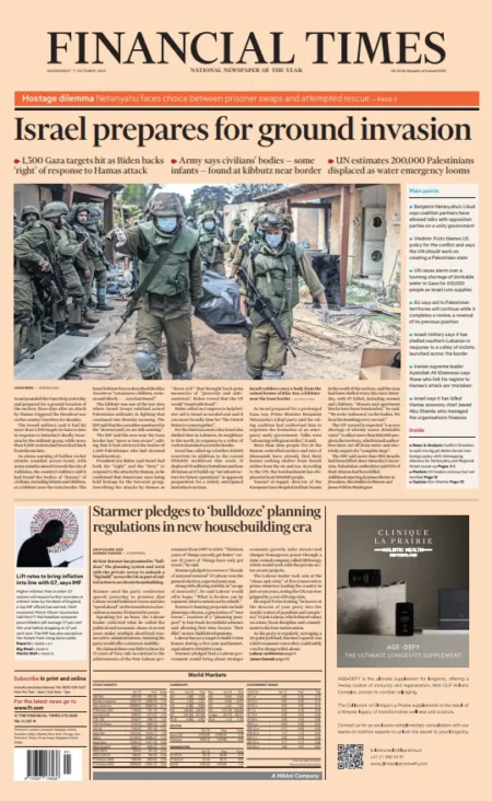 Financial Times – Israel Prepares For Ground Invasion