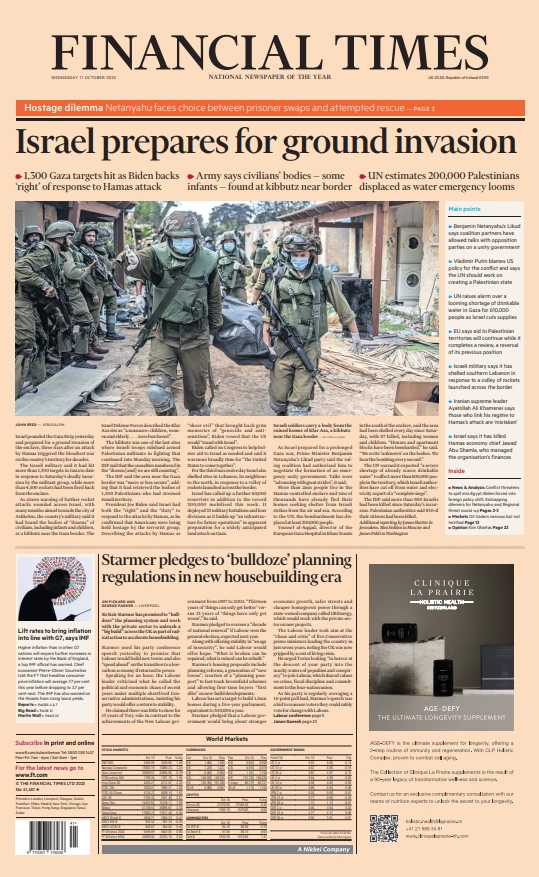 Financial Times - Israel Prepares For Ground Invasion