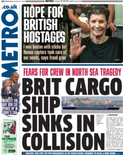 Metro – Brit cargo ship sinks in collision 