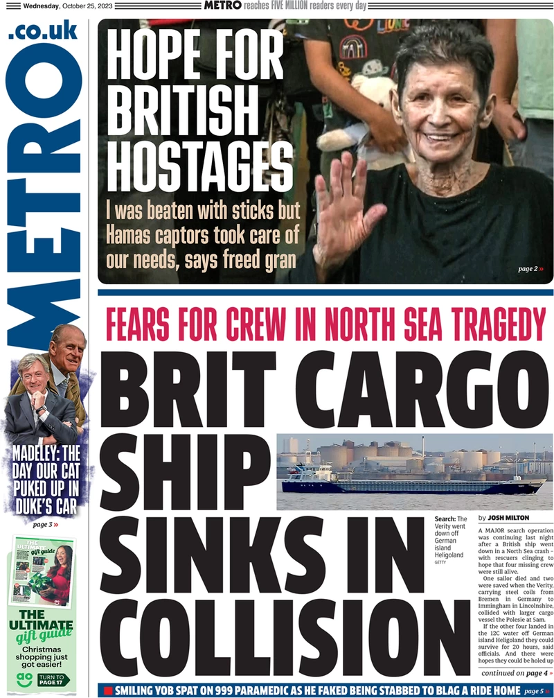 Metro - Brit cargo ship sinks in collision 