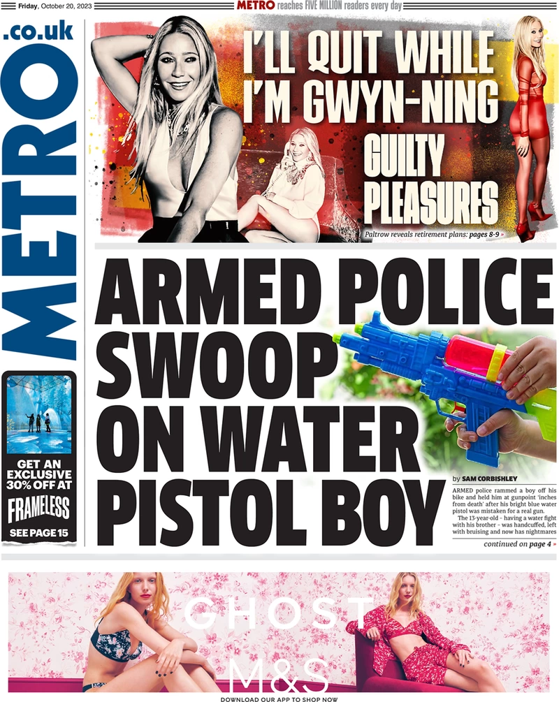 Metro - Armed police swoop on water pistol boy