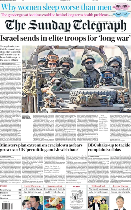 The Sunday Telegraph – Israel sends in elite troops for ‘long war’