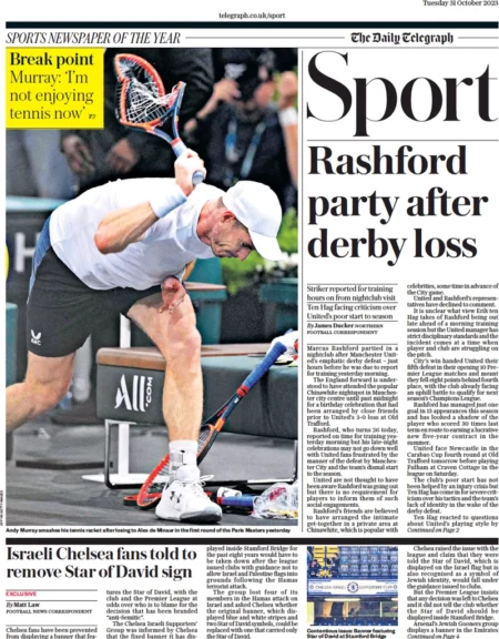 Telegraph Sport – Rashford party after derby loss