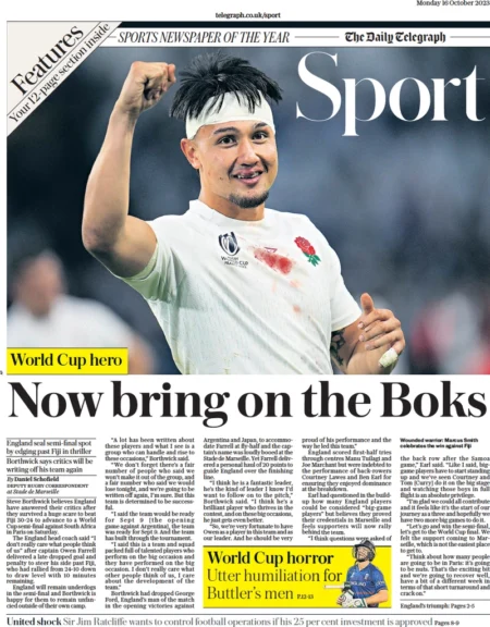 Telegraph Sport – Now bring on the Boks