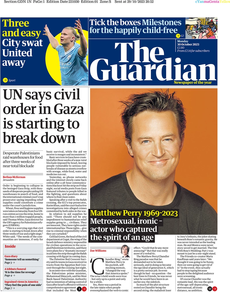 The Guardian - UN says civil order in Gaza is starting to break down 
