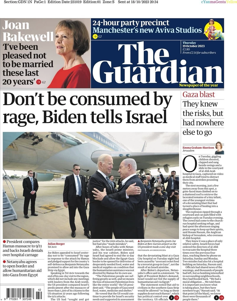 The Guardian - Don’t be consumed by rage, Biden tells Israel 