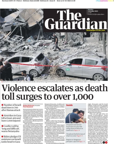 The Guardian - Violence escalates as death toll surges to over 1,000 