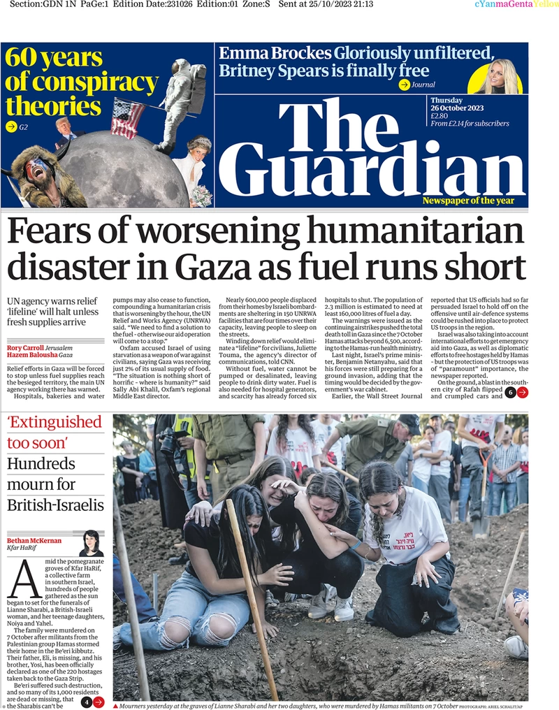 The Guardian - Fears of worsening humanitarian disaster in Gaza as fuel runs short 