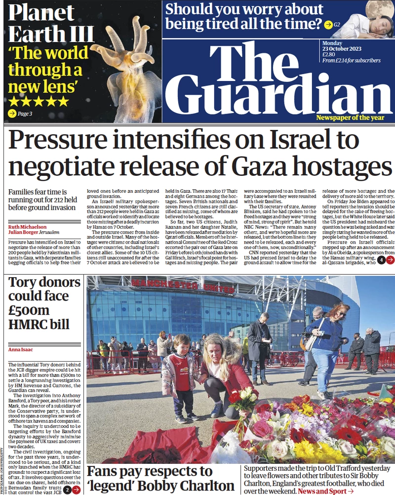 The Guardian - Pressure intensifies on Israel to negotiate the release of Gaza hostages 