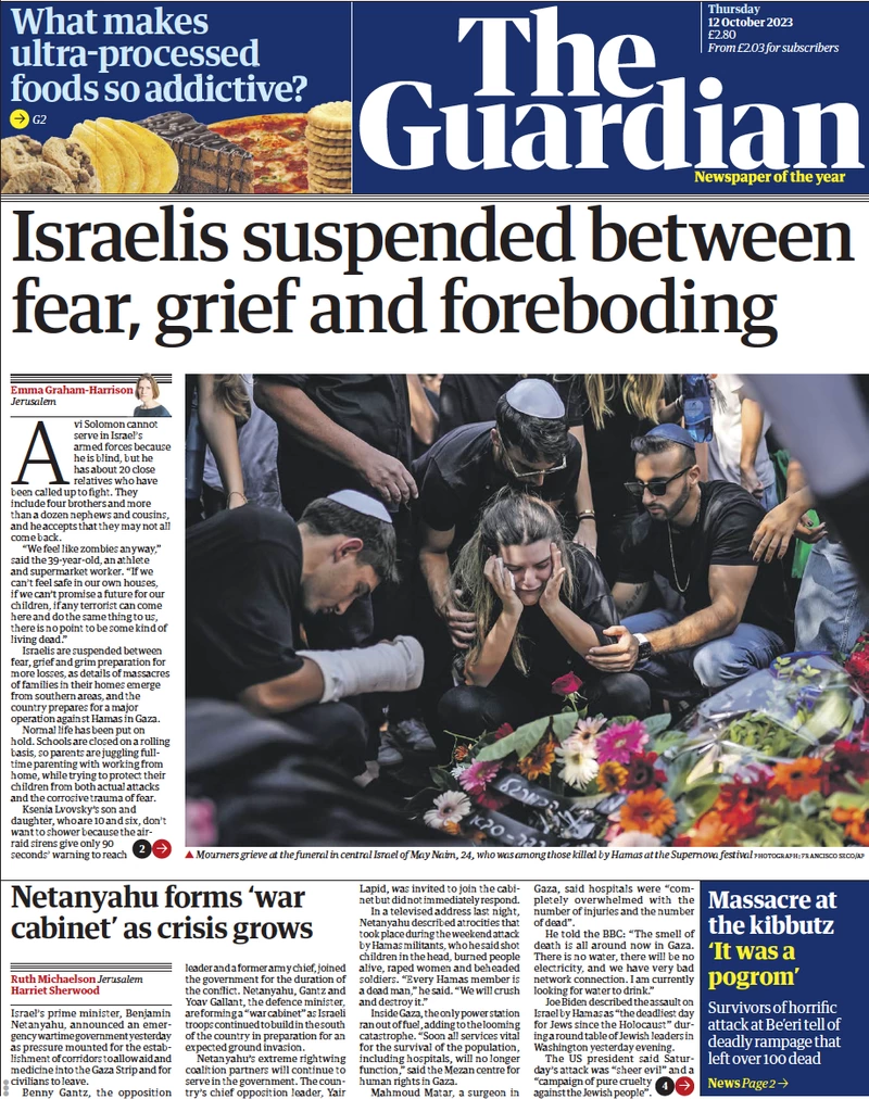 The Guardian - Israelis Suspended Between Fear, Grief and Foreboding