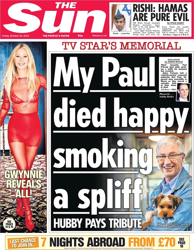 The Sun - My Paul Died Happy Smoking A Spliff