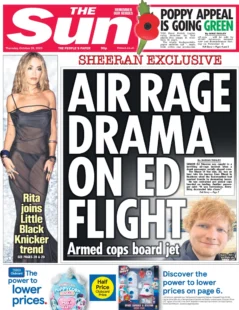 The Sun – Air rage drama on Ed flight 