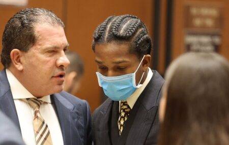 Subdued A$AP Rocky appears in court on gun charges after welcoming second child with Rihanna