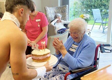 Cheeky great-gran celebrates 101st birthday with a butler in the buff