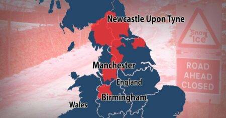 Map shows postcodes eligible for cold weather bonus as temperatures plummet