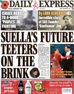 Daily Express – Suella’s future teeters on the brink 