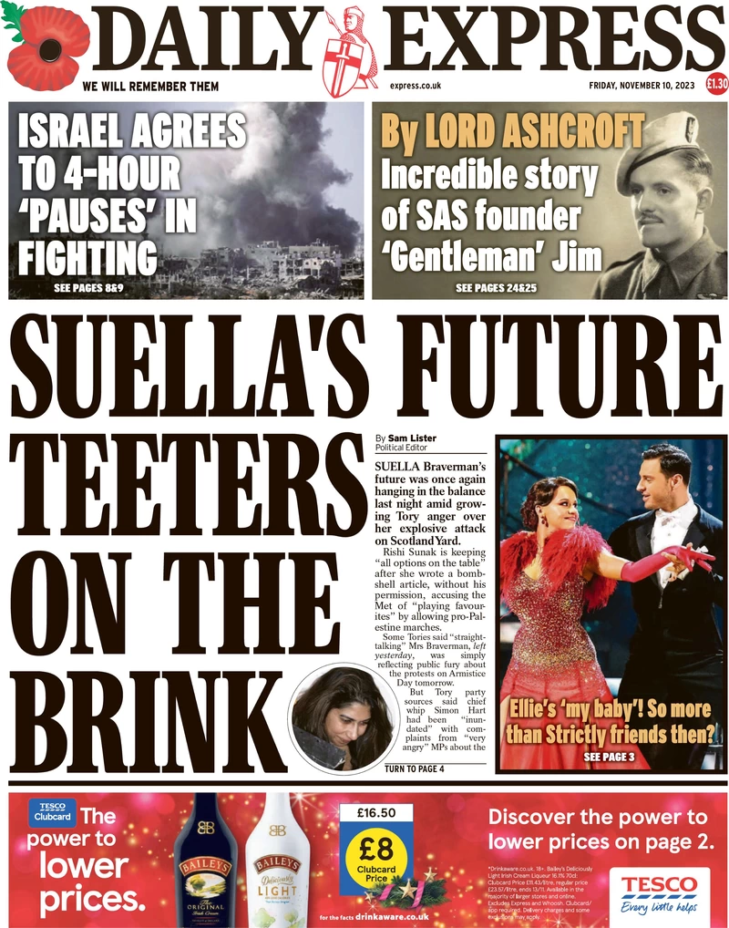 Daily Express - Suella’s future teeters on the brink 