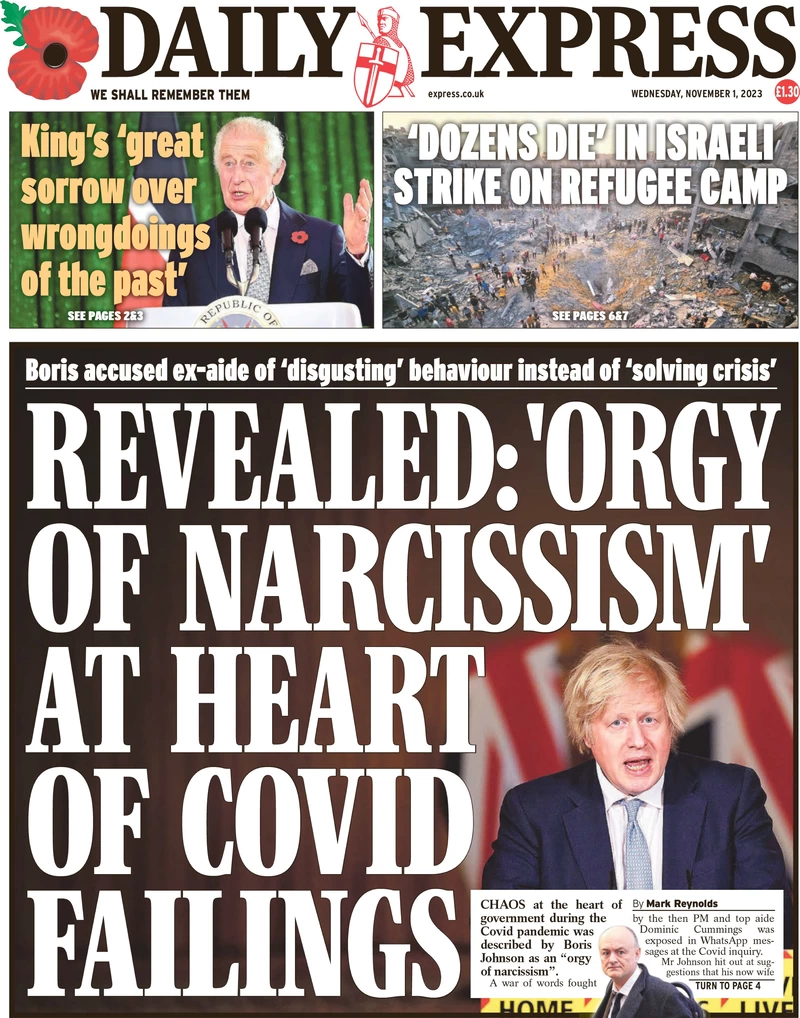 Daily Express - Revealed: ‘Orgy of narcissism at heart of Covid failings’ 