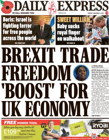 Daily Express – Brexit trade freedom boost for UK economy
