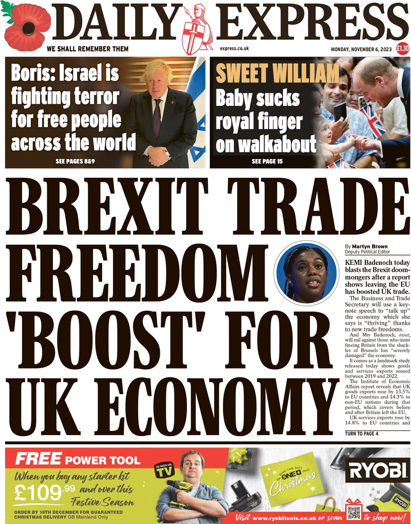 Daily Express - Brexit trade freedom boost for UK economy