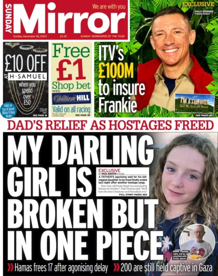 Sunday Mirror – My darling girl is broken but in one piece 