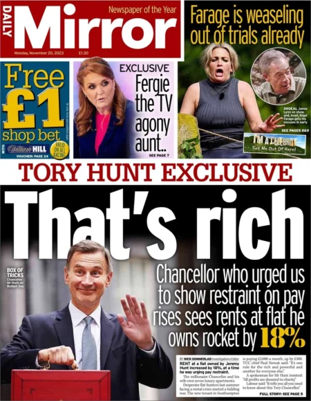 Daily Mirror - Tory Hunt Exclusive: That’s Rich 