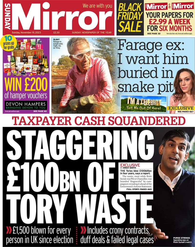 Sunday Mirror - Staggering £100bn of Tory waste