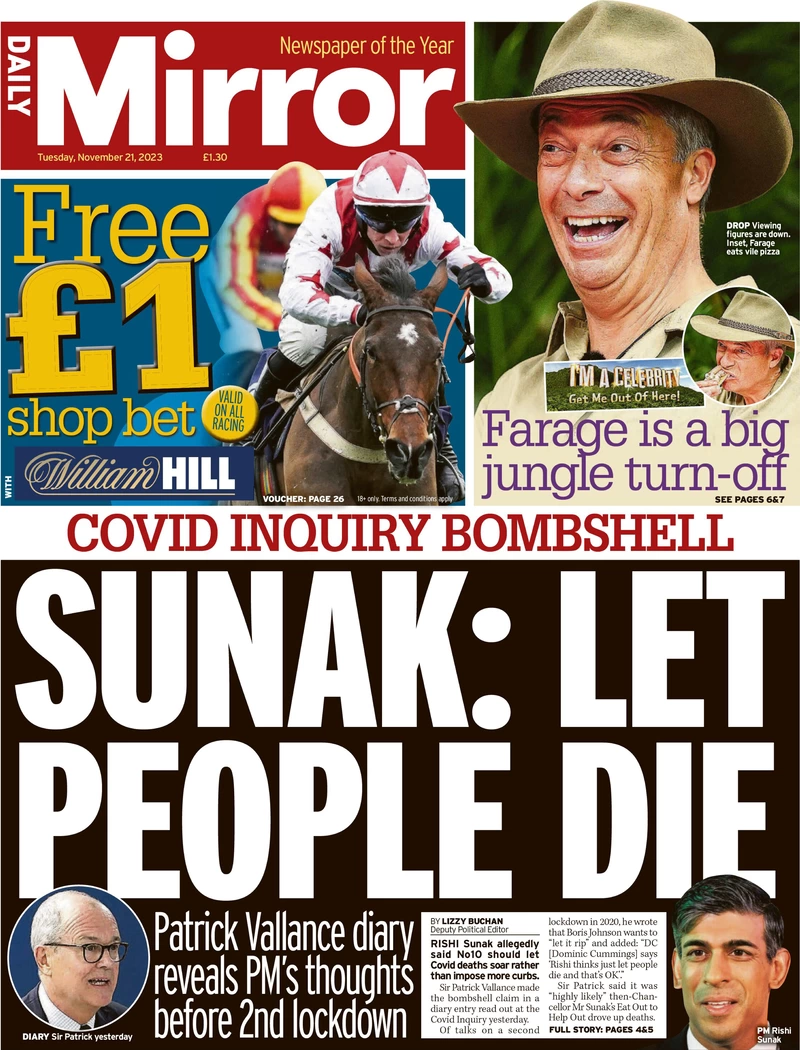Daily Mirror - Sunak: Let People Die 
