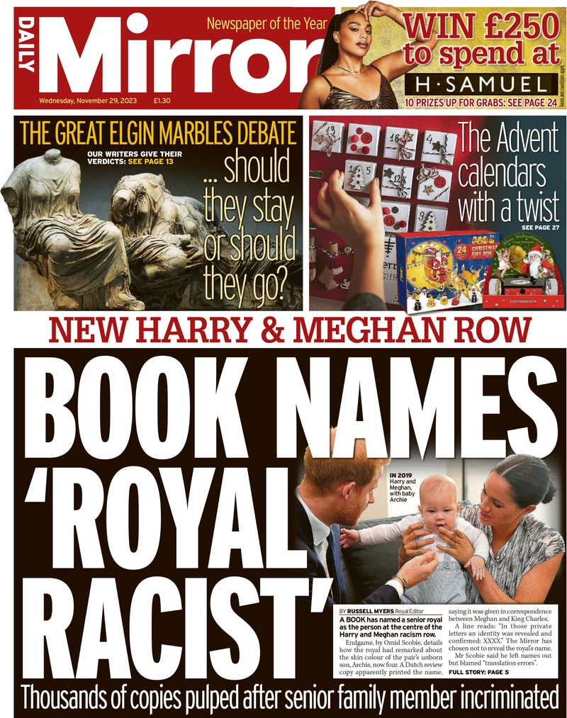Daily Mirror - ‘Book names royal racist’