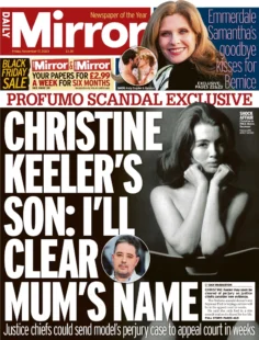 Daily Mirror – Christine Keeler’s son: I’ll clear mum’s name 