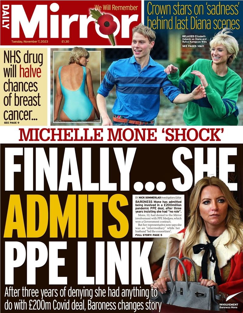 Daily Mirror - Finally she admits PPE link 