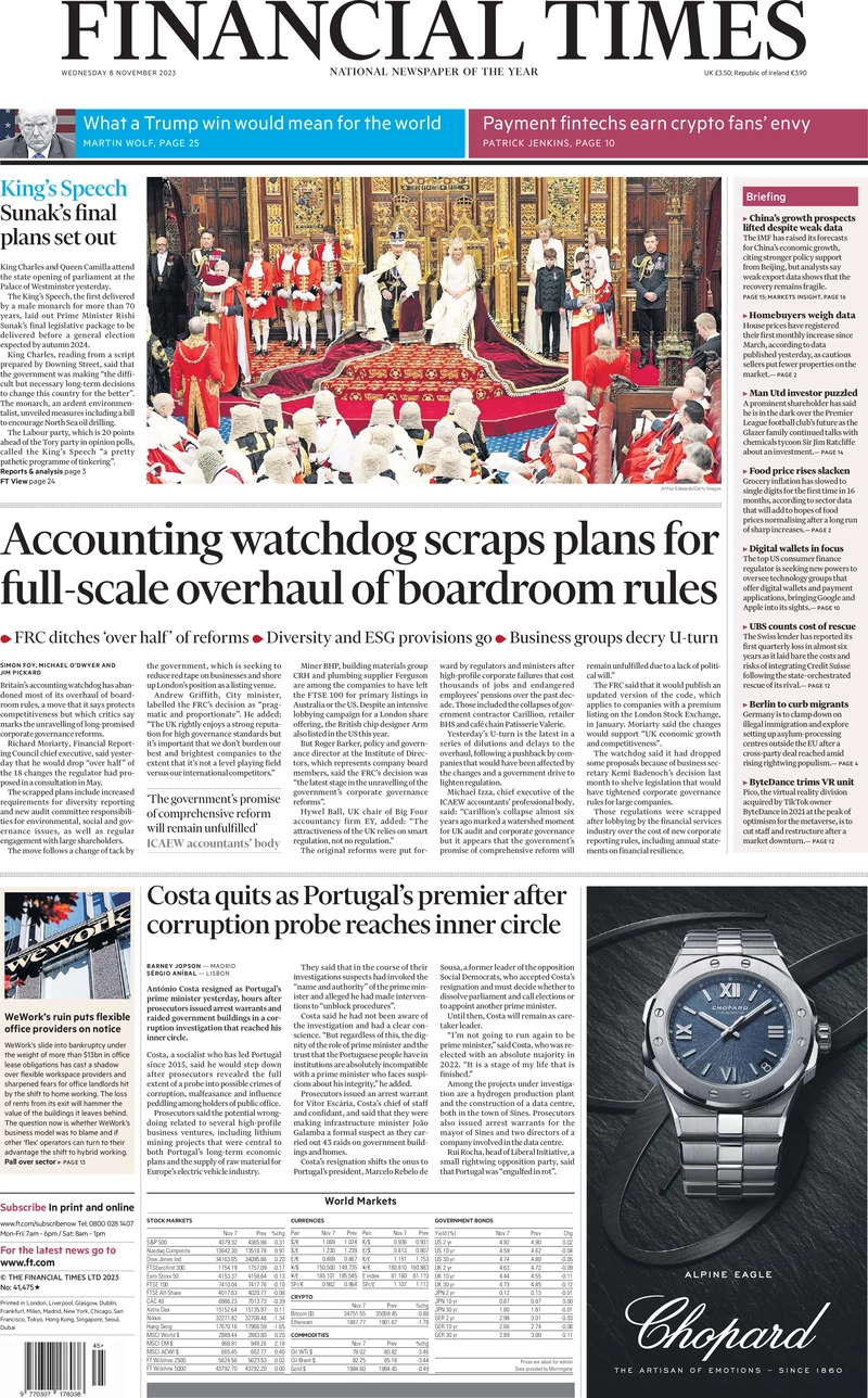 Financial Times - Accounting watchdog scraps plans for full-scale overhaul of boardroom rules