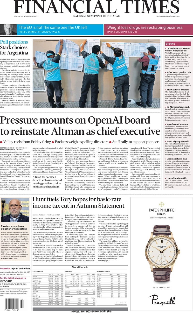 Financial Times - Pressure Mounts On OpenAI Board To Reinstate Altman As Chief Executive 