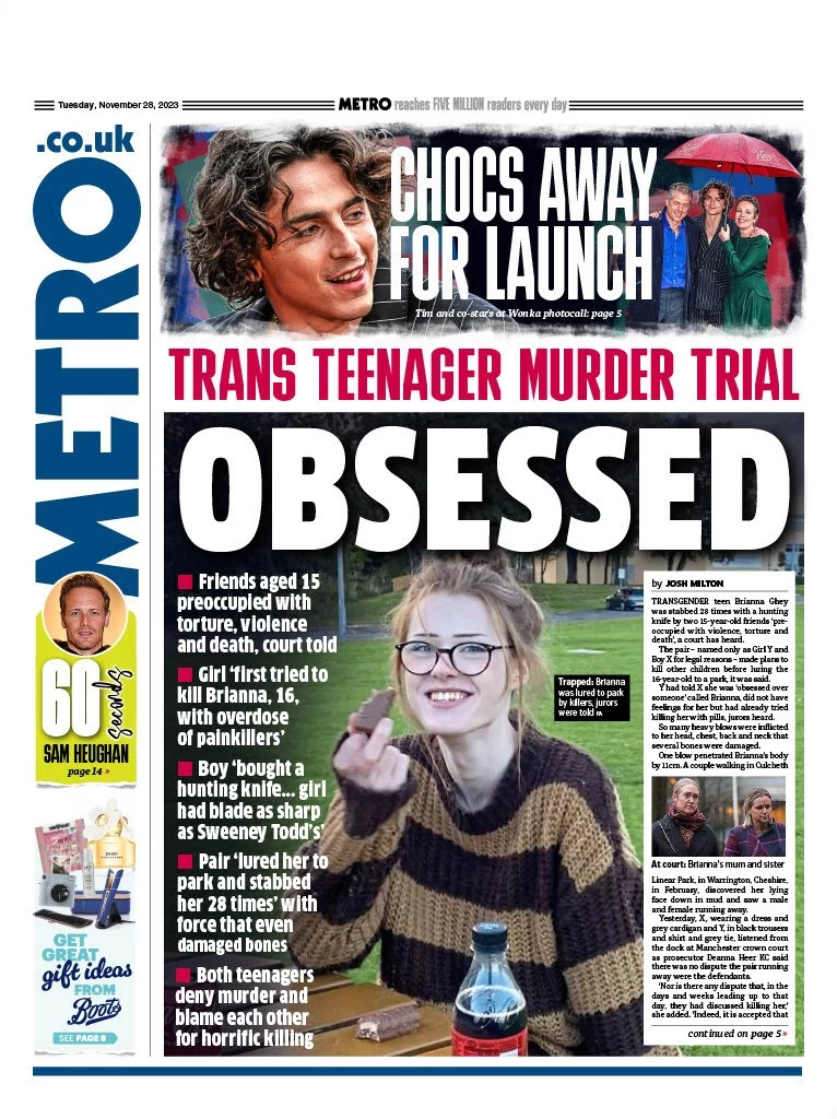 Metro - Trans teenager murder trial: Obsessed 