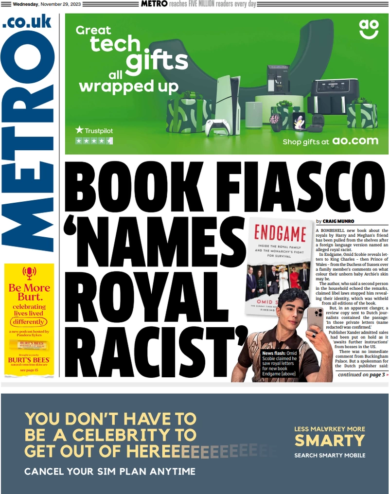Metro - Book fiasco ‘names royal racist’ 