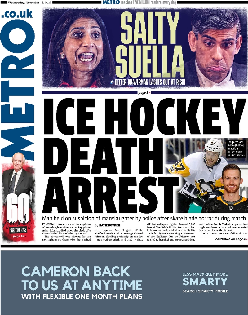 Metro - Ice hockey death arrest
