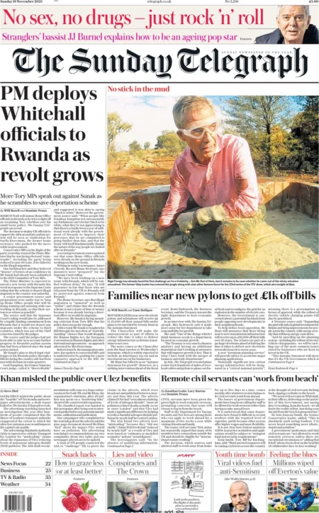 The Sunday Telegraph – PM deploys Whitehall officials to Rwanda as revolt grows 