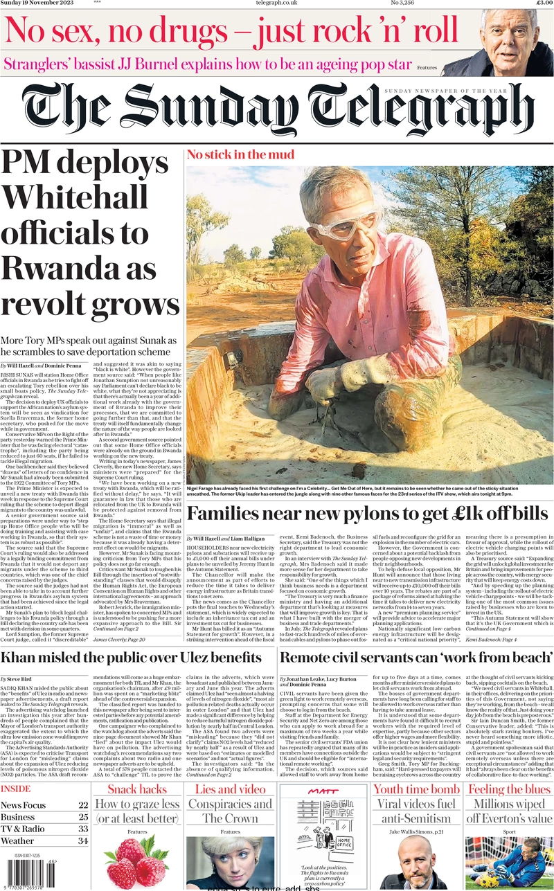 The Sunday Telegraph - PM deploys Whitehall officials to Rwanda as revolt grows