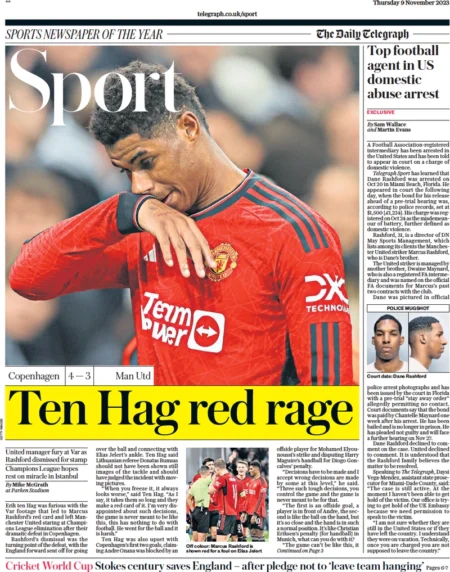 Telegraph Sport – Ten Hag red rage 