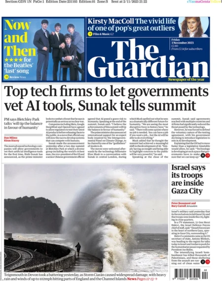 The Guardian - Top tech firms to let governments vet AI tools, Sunak tells summit 