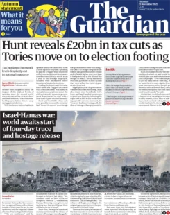 The Guardian – Hunt reveals £20bn in tax cuts as Tories move on to election footing 